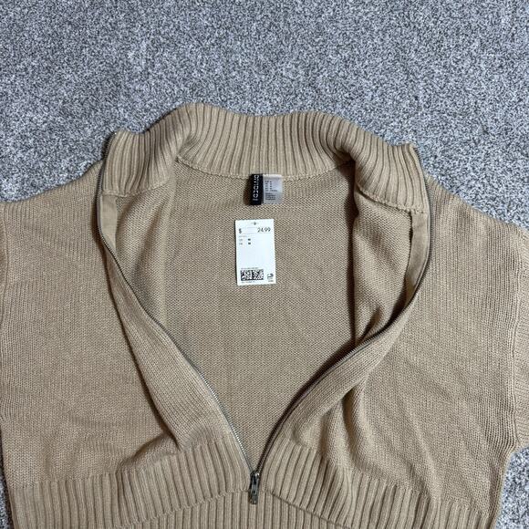 H&M Divided Sweater Womens Medium Cropped Full Zip Minimalist Streetwear Preppy - Picture 5 of 8